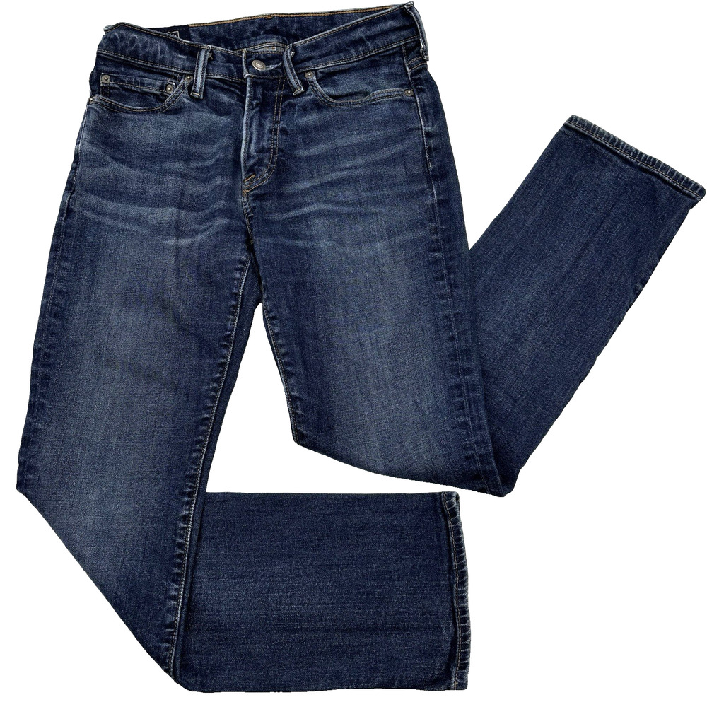 2010 Abercrombie & Fitch KENNAN Straight Dark Wash Distressed Skinny Jean 28x30"
